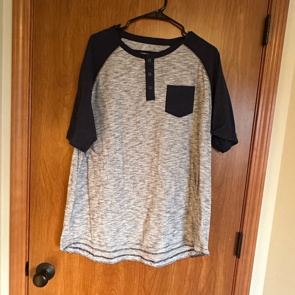 George Men's Heather Gray and Black Raglan Tee